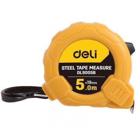 Steel Measuring Tape 5m/19mm Deli Tools EDL9005B (yellow)