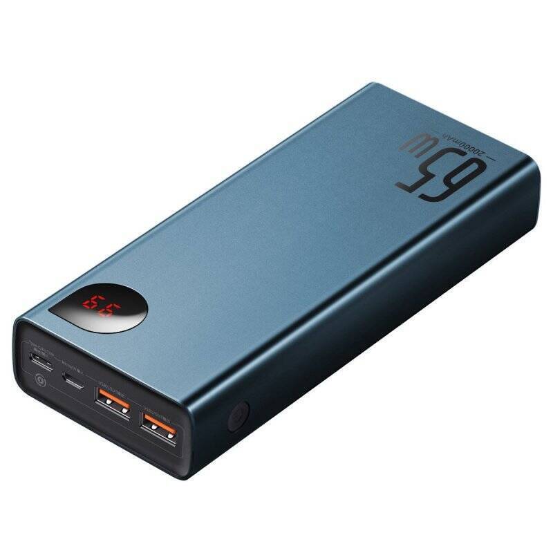 Baseus Adaman Metal Powerbank 20000mAh PD QC 3.0 65W 2xUSB + USB-C + micro USB (Blue)