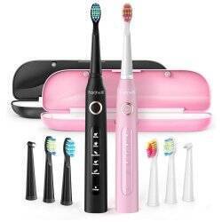 FairyWill Sonic toothbrushes with head set and case FW-507 (Black and pink)