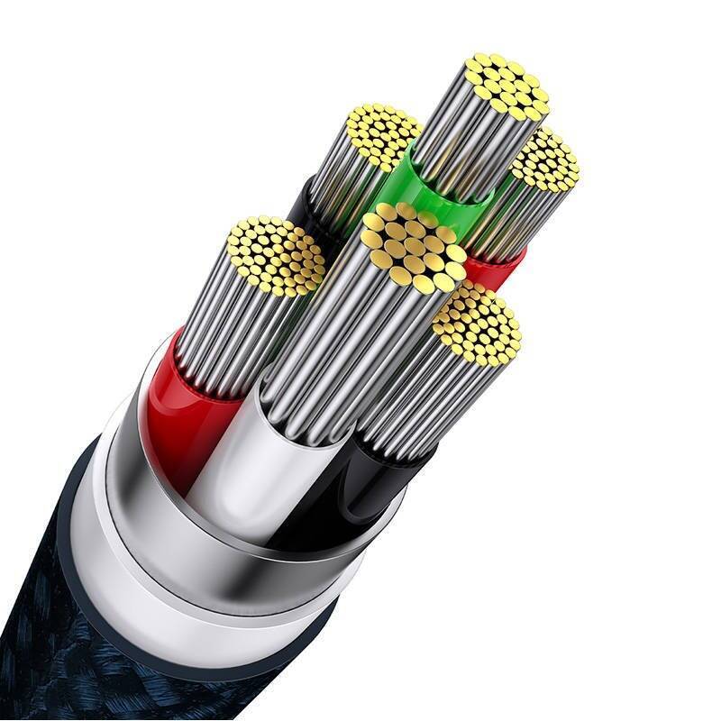 3in1 USB cable Baseus Flash Series, USB-C + micro USB + Lightning, 100W, 1.2m (blue)