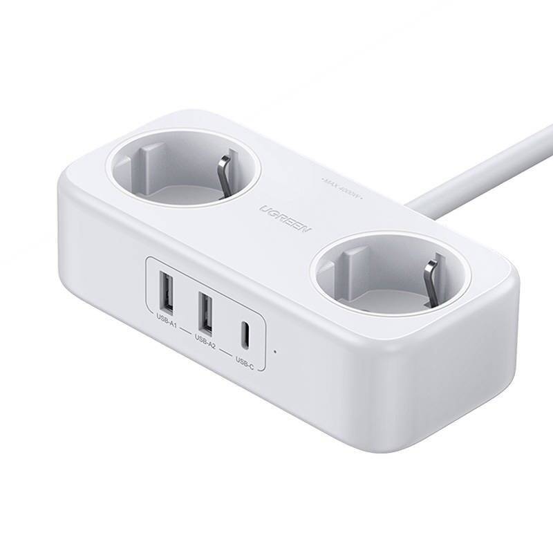 UGREEN DigiNest 30W wall charger, 2x USB, 1x USB-C (white)