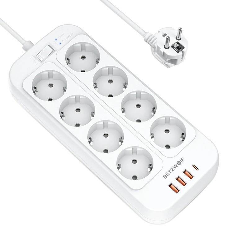 Blitzwolf BW-PC2 power strip, 8 outlets + 3x USB, 1x USB-C, 2500W