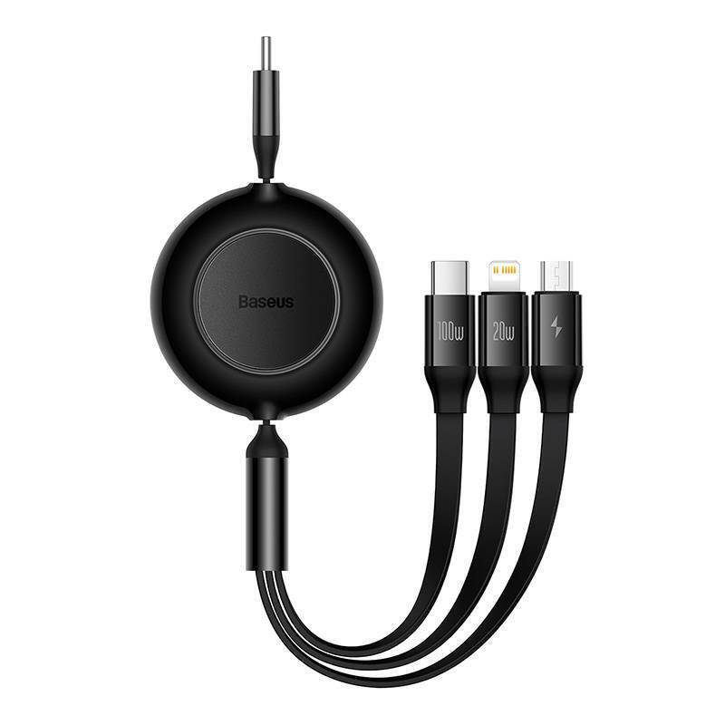 Baseus Bright Mirror 4, USB-C 3-in-1 cable for micro USB / USB-C / Lightning 100W / 3.5A 1.1m (Black)