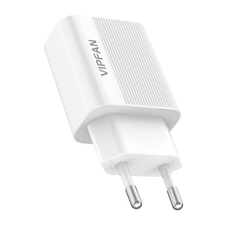 Vipfan E01 network charger, 1x USB, 2.4A + USB-C cable (white)