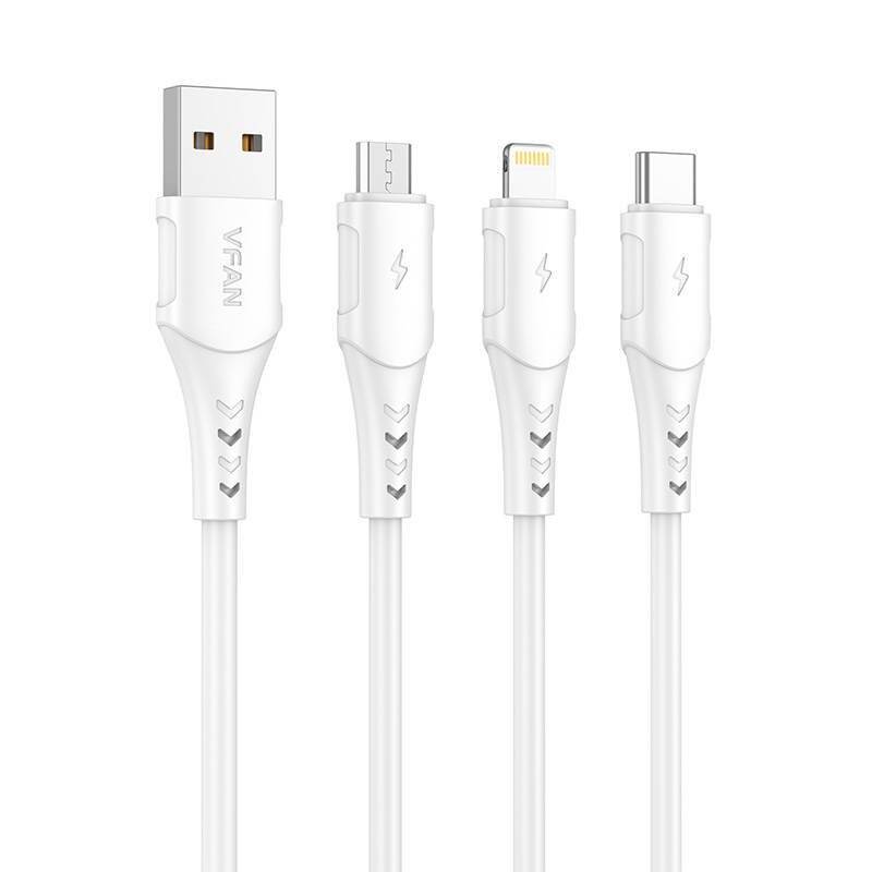 USB to Micro USB cable Vipfan Colorful X12, 3A, 1m (white)