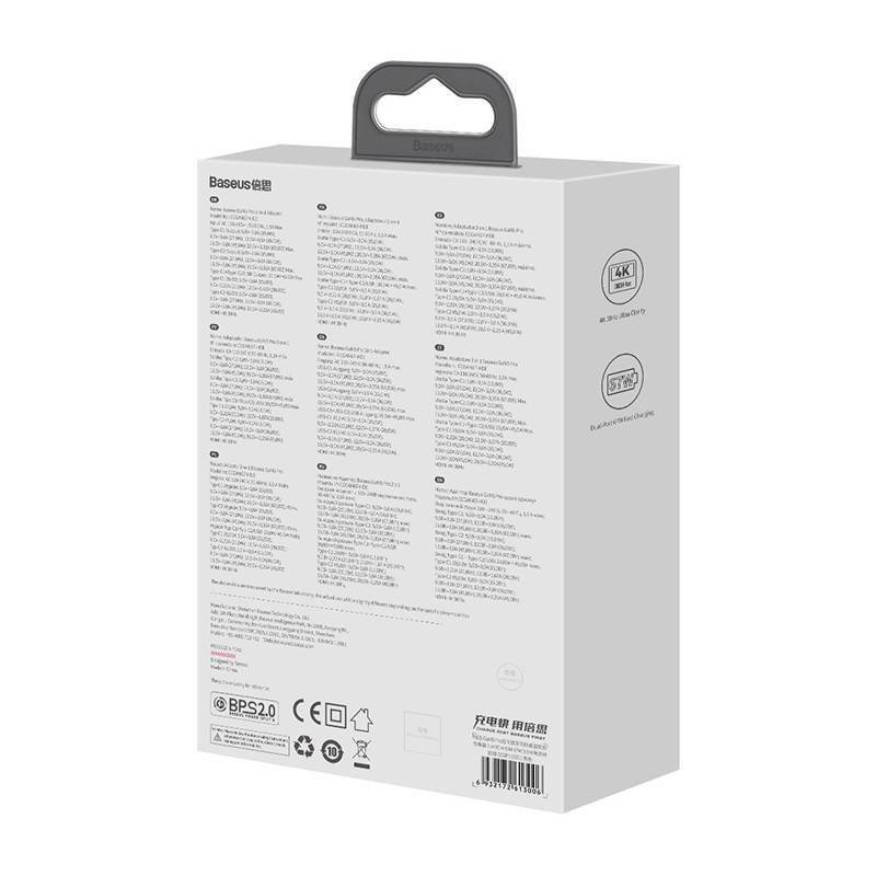 Baseus GaN5 Pro wall charger 2xUSB-C + USB + HDMI, 67W (black)