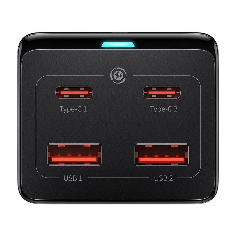 Baseus GaN3 Pro wall charger / powerstrip 2xUSB + 2xUSB-C + AC, 100W (black)