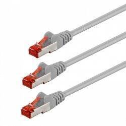 3er Pack Goobay 5m CAT 6 Patchkabel, S/FTP (PiMF), Grau