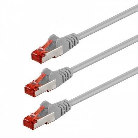 3er Pack Goobay 5m CAT 6 Patchkabel, S/FTP (PiMF), Grau