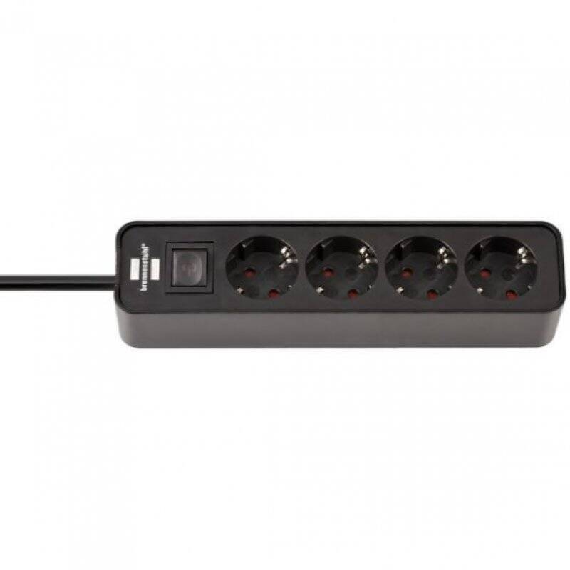 Brennenstuhl Ecolor Steckdosenleiste 4-fach [Polierte Oberfläche, 1.5m Kabel, schwarz]