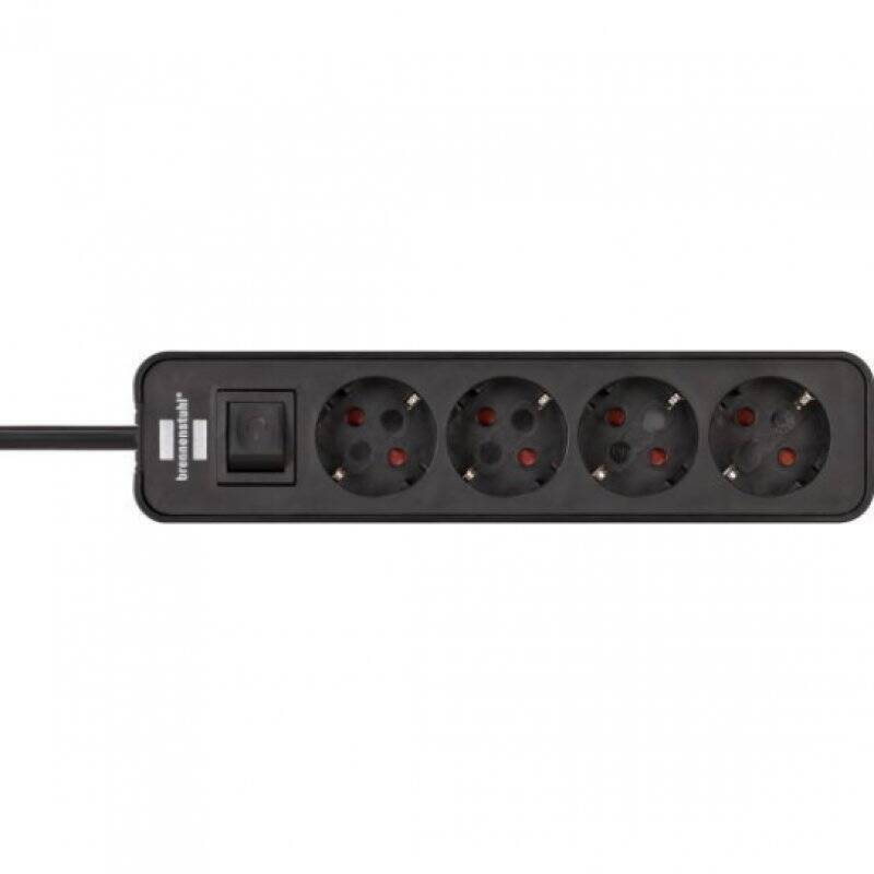 Brennenstuhl Ecolor Steckdosenleiste 4-fach [Polierte Oberfläche, 1.5m Kabel, schwarz]