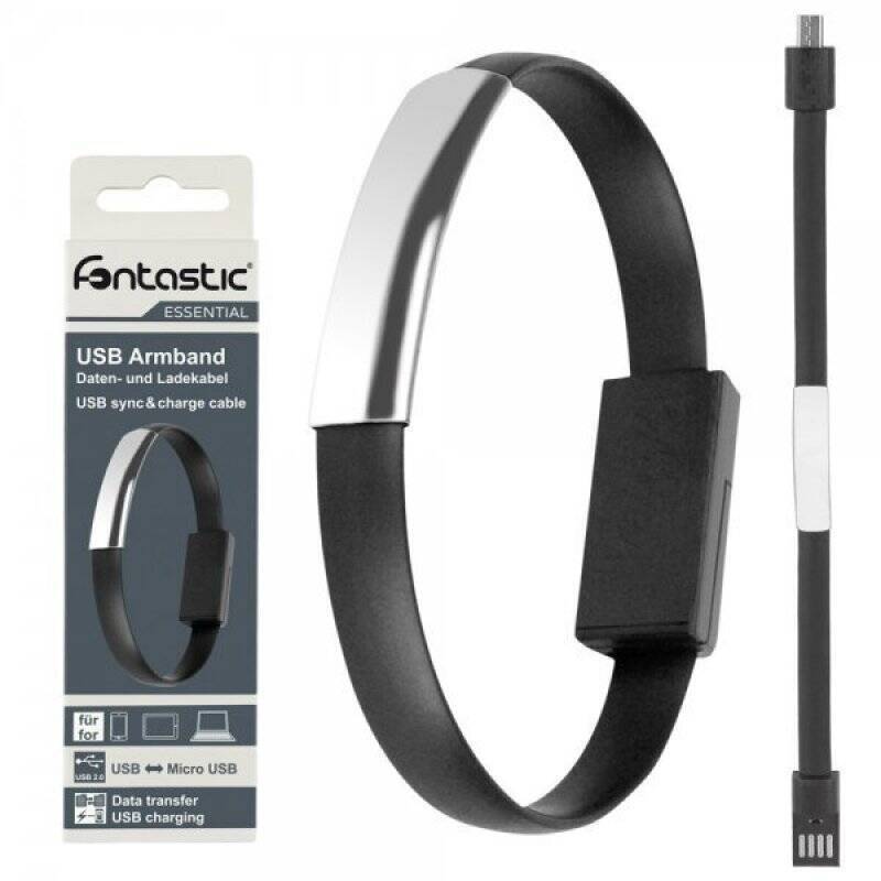 Essential Armband Datenkabel MicroUSB 20cm schwarz