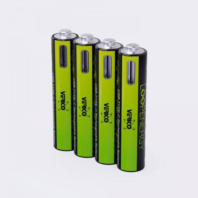 Verico 4er-Pack AAA Akku-Batterien, Wiederaufladbar über USB-C