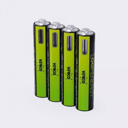 Verico 4er-Pack AAA Akku-Batterien, Wiederaufladbar über USB-C