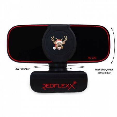 Redflexx REDCAM RC-220 - Christmas Edition, Full HD-Webcam mit integrierten Mikrofon und austauschbarer Blende