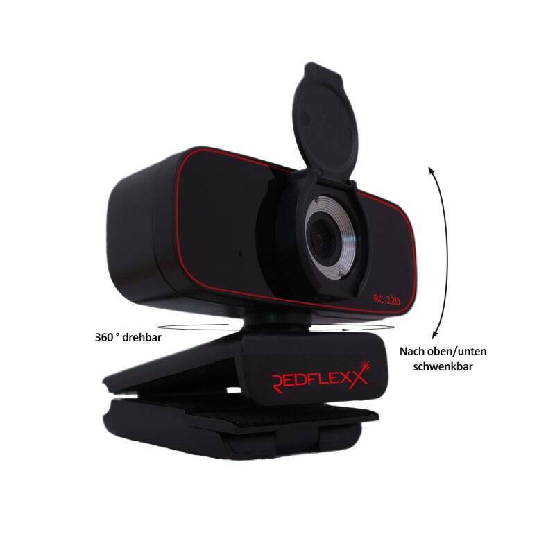 Redflexx REDCAM RC-220 - Christmas Edition, Full HD-Webcam mit integrierten Mikrofon und austauschbarer Blende