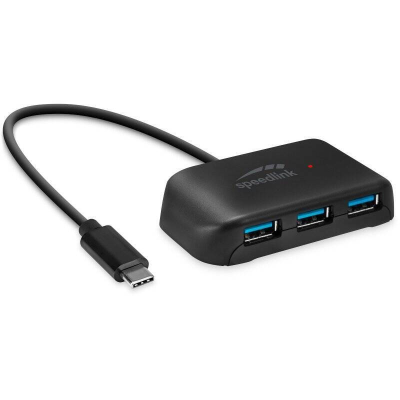 SNAPPY EVO USB Hub, 4-Port, Type-C to USB 3.0 , USB 3.1 Gen 1, USB 3.2 Gen 1 (5 Gbit-s), Schwarz