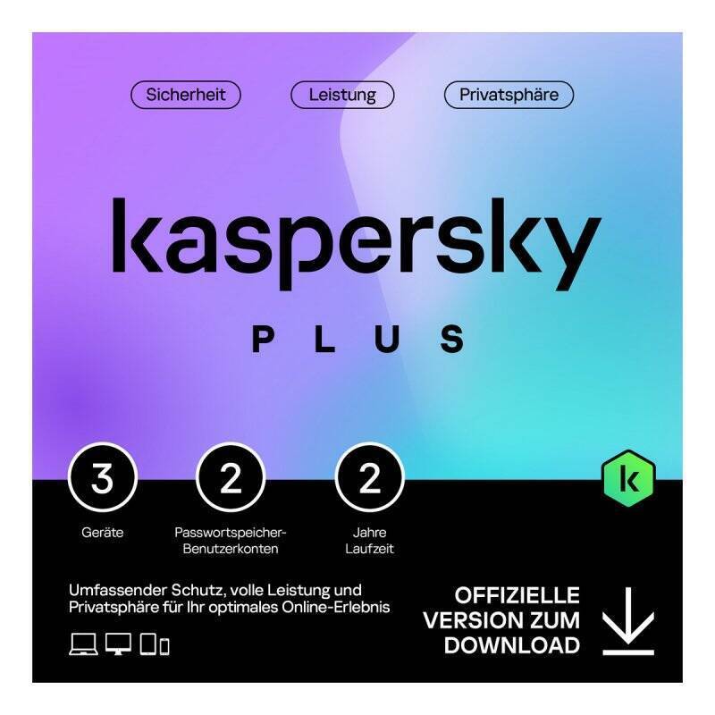 Kaspersky Plus [3 Geräte - 2 Jahre]