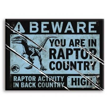 JURASSIC WORLD - Panneau Raptor - aimant 6.3x8.9cm