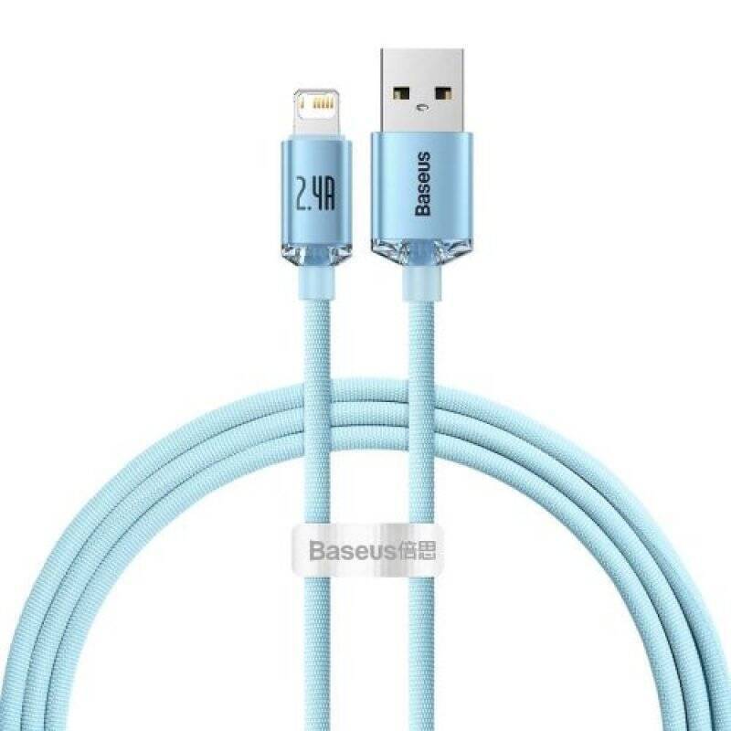 Baseus Lightning Crystal Shine Cable Series Fast Charging Data Cable 2.4A, 20W, 1.2m Light Blue (CAJY001103)