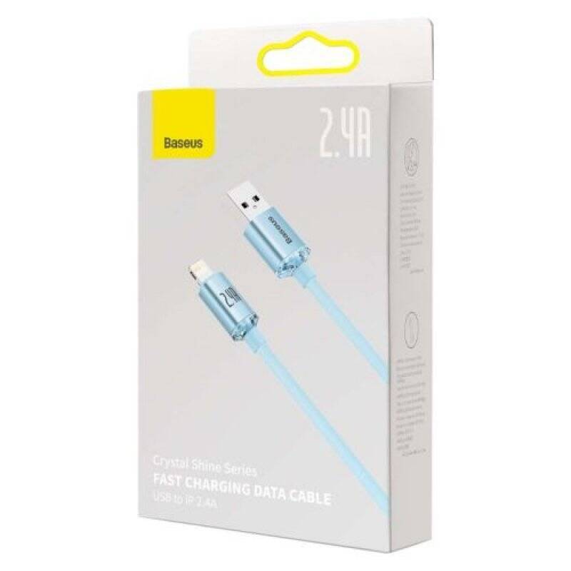 Baseus Lightning Crystal Shine Cable Series Fast Charging Data Cable 2.4A, 20W, 2m Light Blue (CAJY001203)
