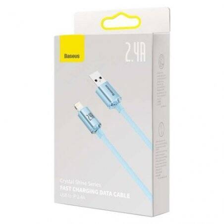 Baseus Lightning Crystal Shine Cable Series Fast Charging Data Cable 2.4A, 20W, 2m Light Blue (CAJY001203)