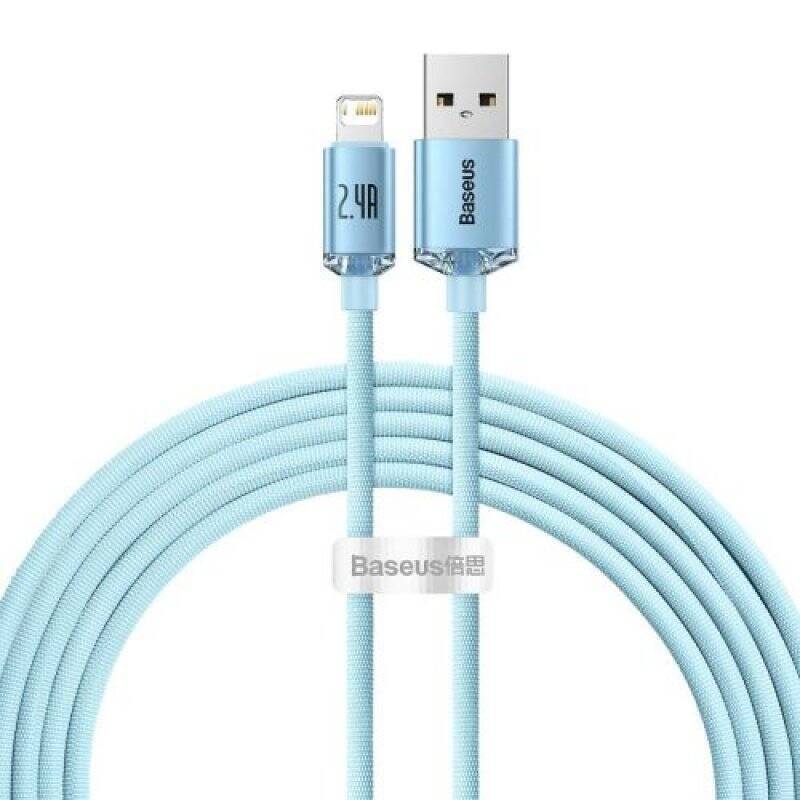 Baseus Lightning Crystal Shine Cable Series Fast Charging Data Cable 2.4A, 20W, 2m Light Blue (CAJY001203)