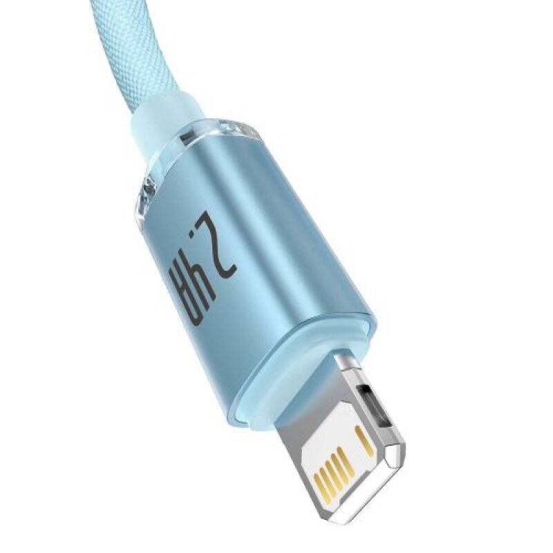 Baseus Lightning Crystal Shine Cable Series Fast Charging Data Cable 2.4A, 20W, 2m Light Blue (CAJY001203)