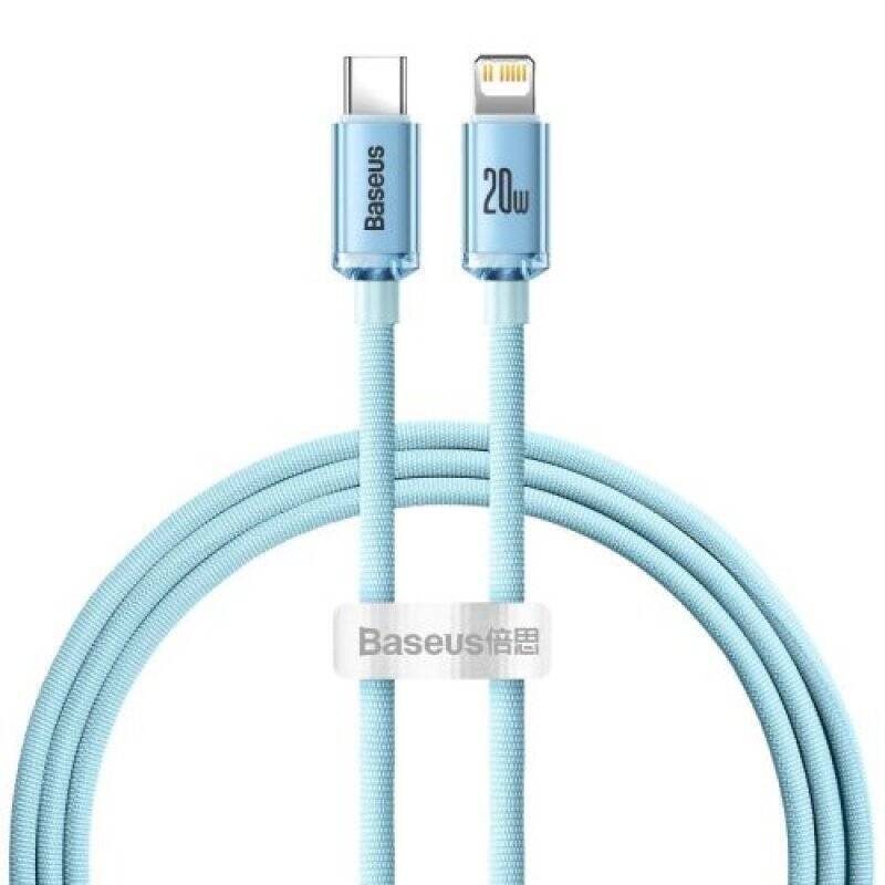 Baseus Type-C - Lightning cable Crystal Shine Series Lightning Fast Charging Power Delivery 20W 1,2m Light Blue (CAJY001