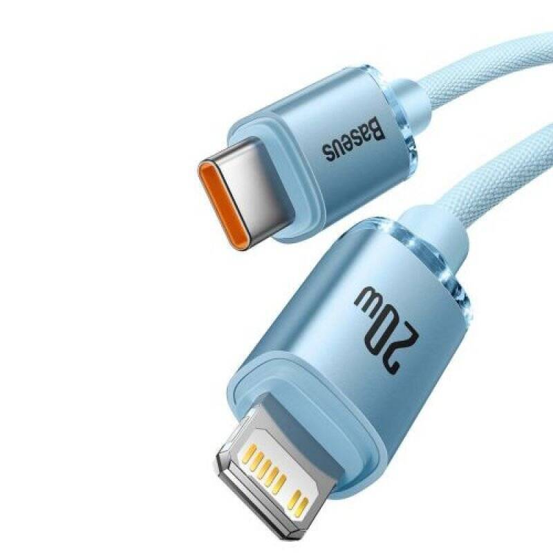 Baseus Type-C - Lightning cable Crystal Shine Series Lightning Fast Charging Power Delivery 20W 1,2m Light Blue (CAJY001