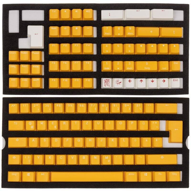 Ducky PBT Double-Shot Keycap Set Yellow - DE Layout