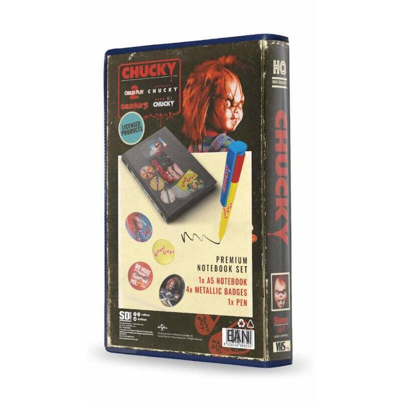 CHUCKY - Set VHS - Set Papeterie (Cahier, Badges et Stylo)