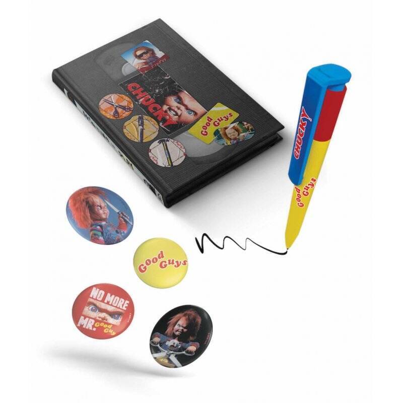 CHUCKY - Set VHS - Set Papeterie (Cahier, Badges et Stylo)