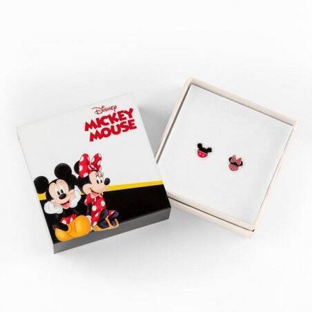 MINNIE + MICKEY - 1 Paire de Clous d'Oreilles - Laiton Argent Plaqué