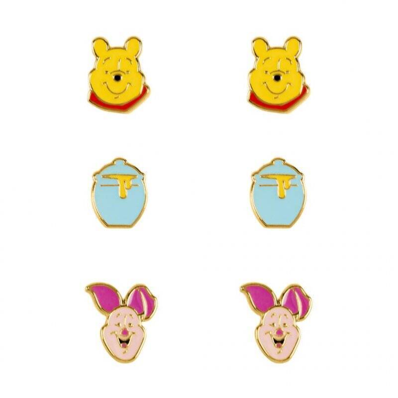 WINNIE L'OURSON - 3 Paires de Clous d'Oreilles - Laiton Plaqué