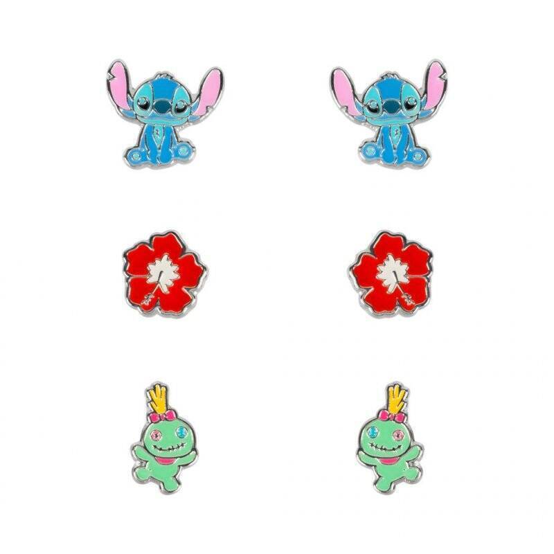 STITCH - 3 Paires de Clous d'Oreilles - Laiton Plaqué