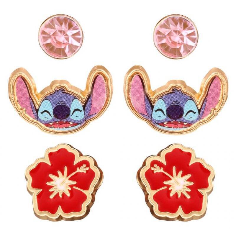 STITCH - Set de 3 Paires de Clous d'Oreilles