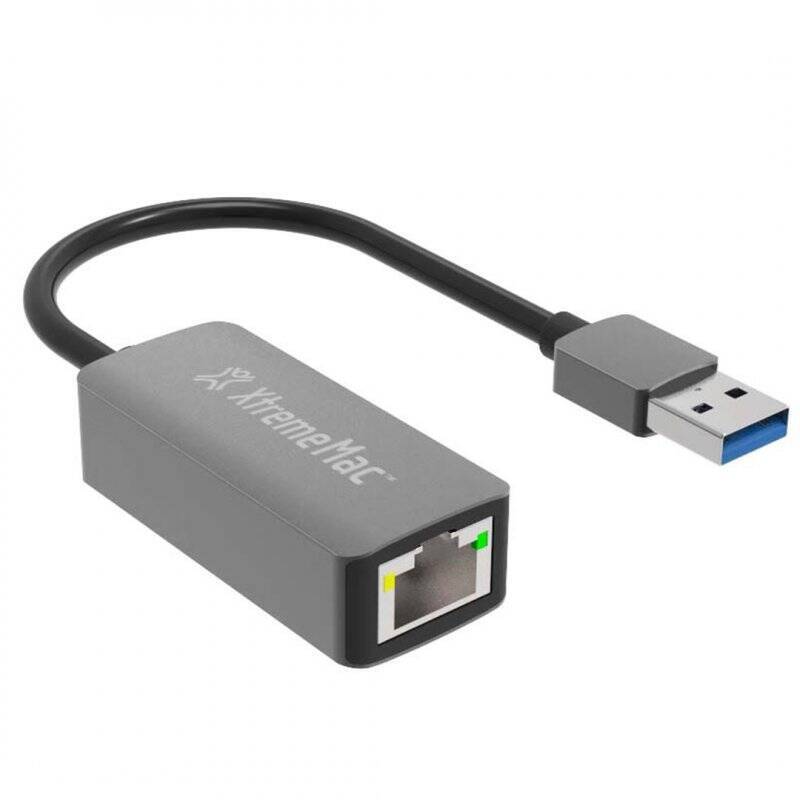 Adaptateur Xtrememac USB-A vers RJ45 F - Plug & Play - Structure aluminium - Gris sidéral