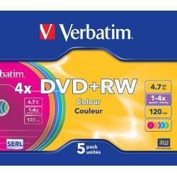 DVD+RW/4.7GB 4x ADVSERL Slim Color 5pk