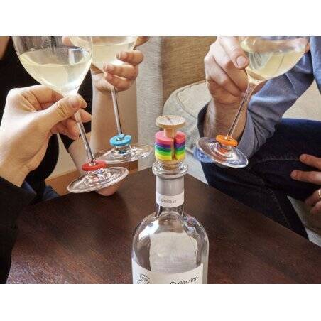Kikkerland - Rainbow Wine Rings + Stopper (BA91)