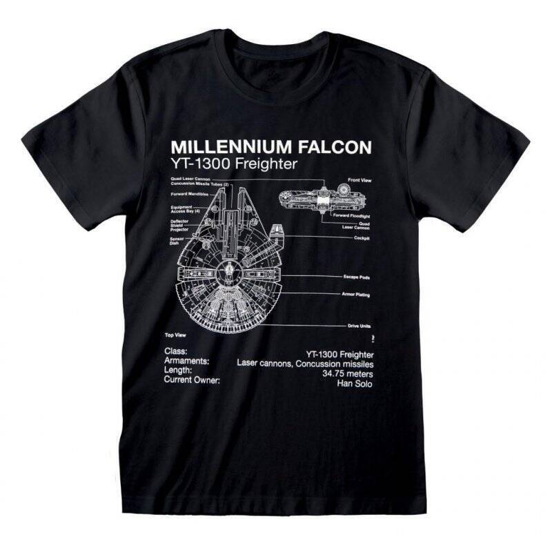 STAR WARS - T-Shirt - Millennium  Falcon Sketch (M)