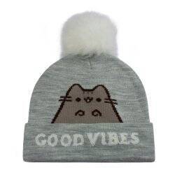 Pusheen - Bonnet à pompon Gris et Blanc Good Vibes