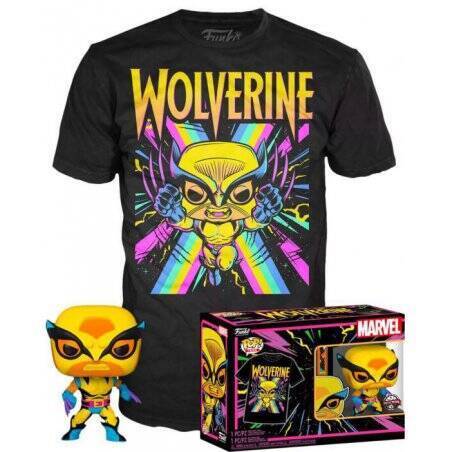 Marvel X-Men POP! & Tee set figurine et T-Shirt Wolverine (Blacklight) (S)