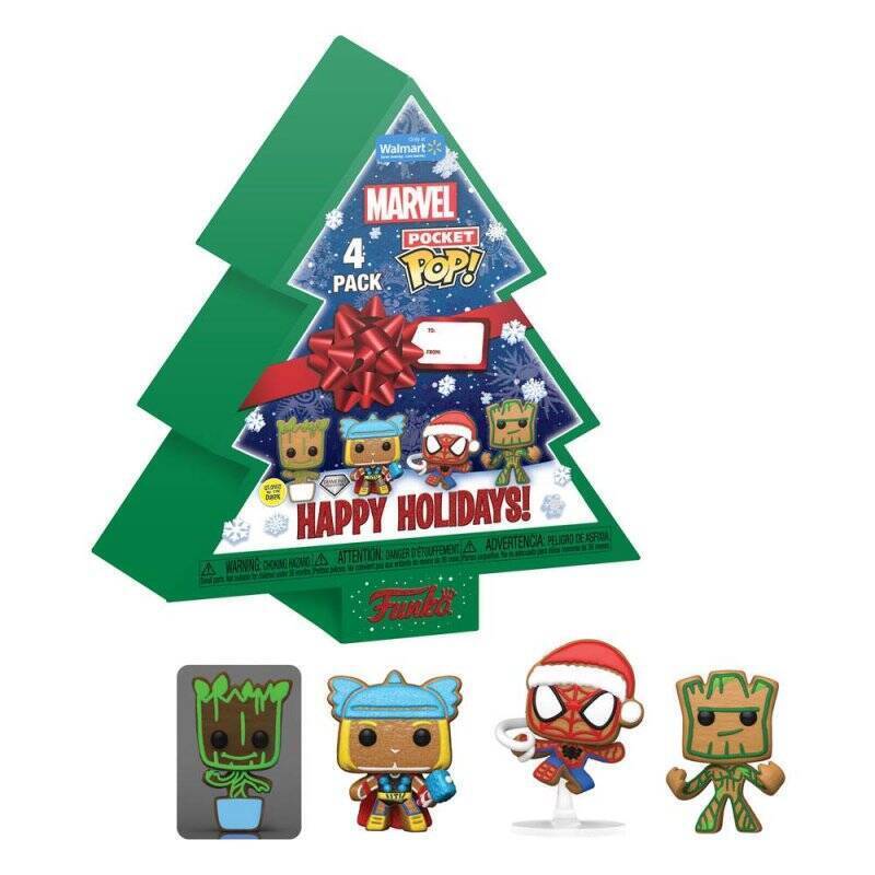 Marvel Holiday 2022 pack 4 porte-clés Pocket POP! Vinyl Tree Holiday Box 4 cm