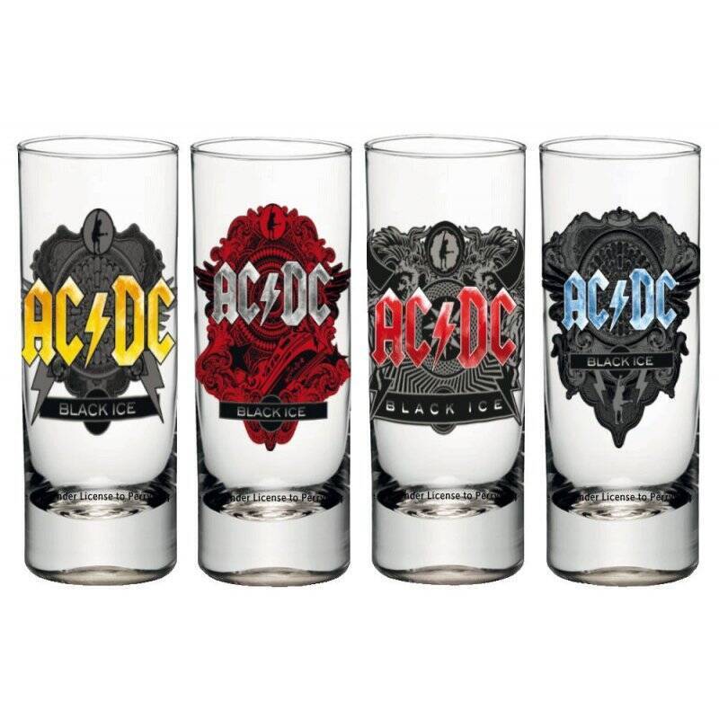 AC/DC Set 4 verres à shot Black Ice