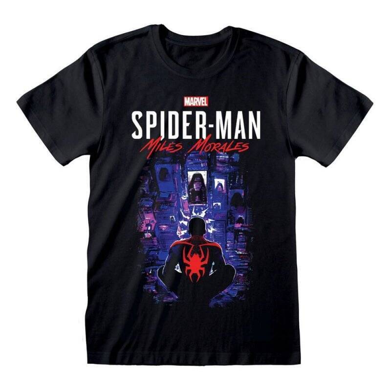 Spider-Man Miles Morales Video Game T-Shirt City Overwatch (XL)