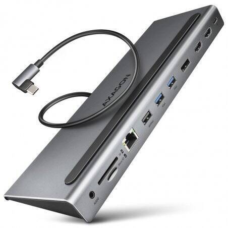 AXAGON HMC-4KX3 USB 3.2 Gen 1 hub w. DP + 2x HDMI + GLAN, PD, 3x USB-A ports, memory card reader and