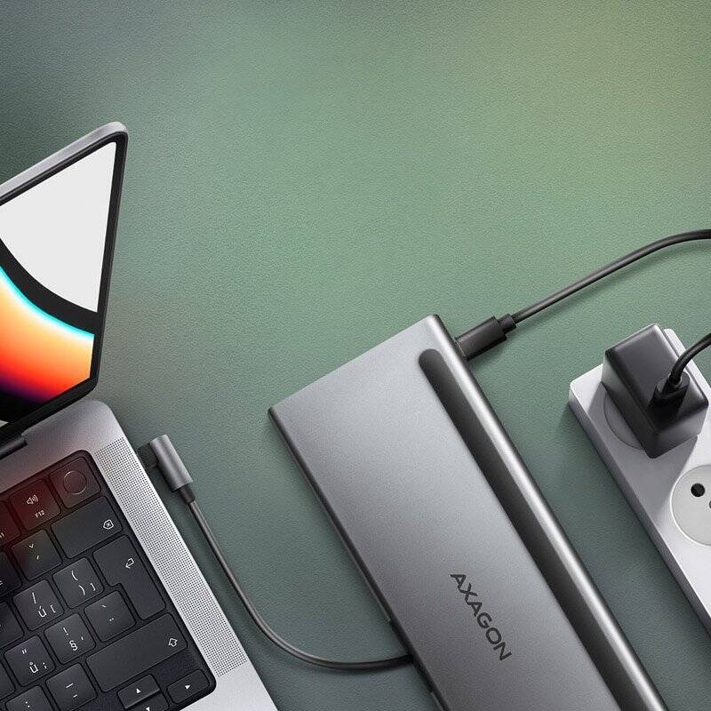 AXAGON HMC-4KX3 USB 3.2 Gen 1 hub w. DP + 2x HDMI + GLAN, PD, 3x USB-A ports, memory card reader and