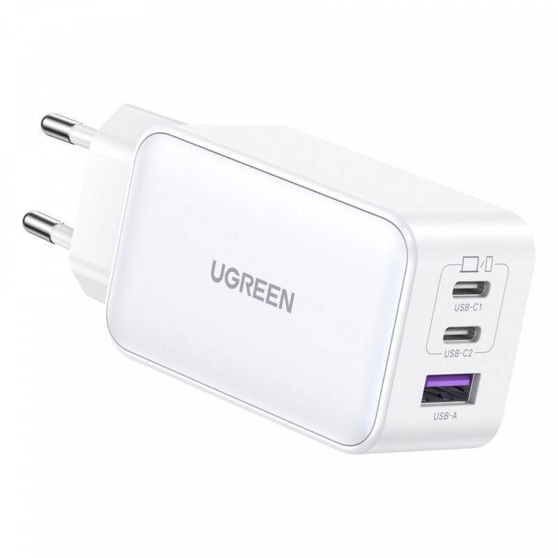 UGREEN USB-A+2xUSB-C 65W GaN Tech Ladegerät, weiß