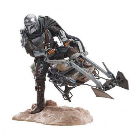 THE MANDALORIAN - Din Djarin avec Speeder - Statuette Prem. Coll. 25cm